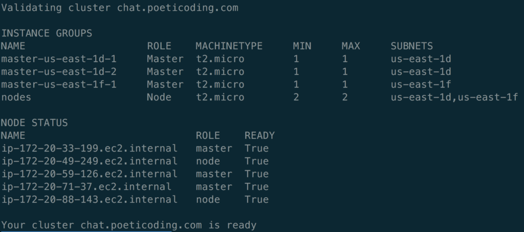 kops cluster validation